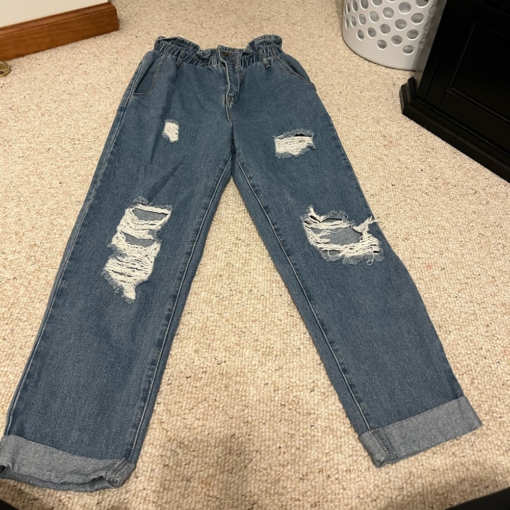 Elastic high waisted jeans
